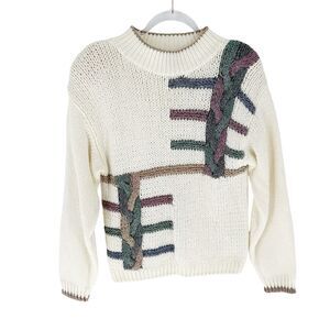 Essex Junction Vintage Sweater Womens M 80s Cottagecore Grandmacore Shoulder Pad